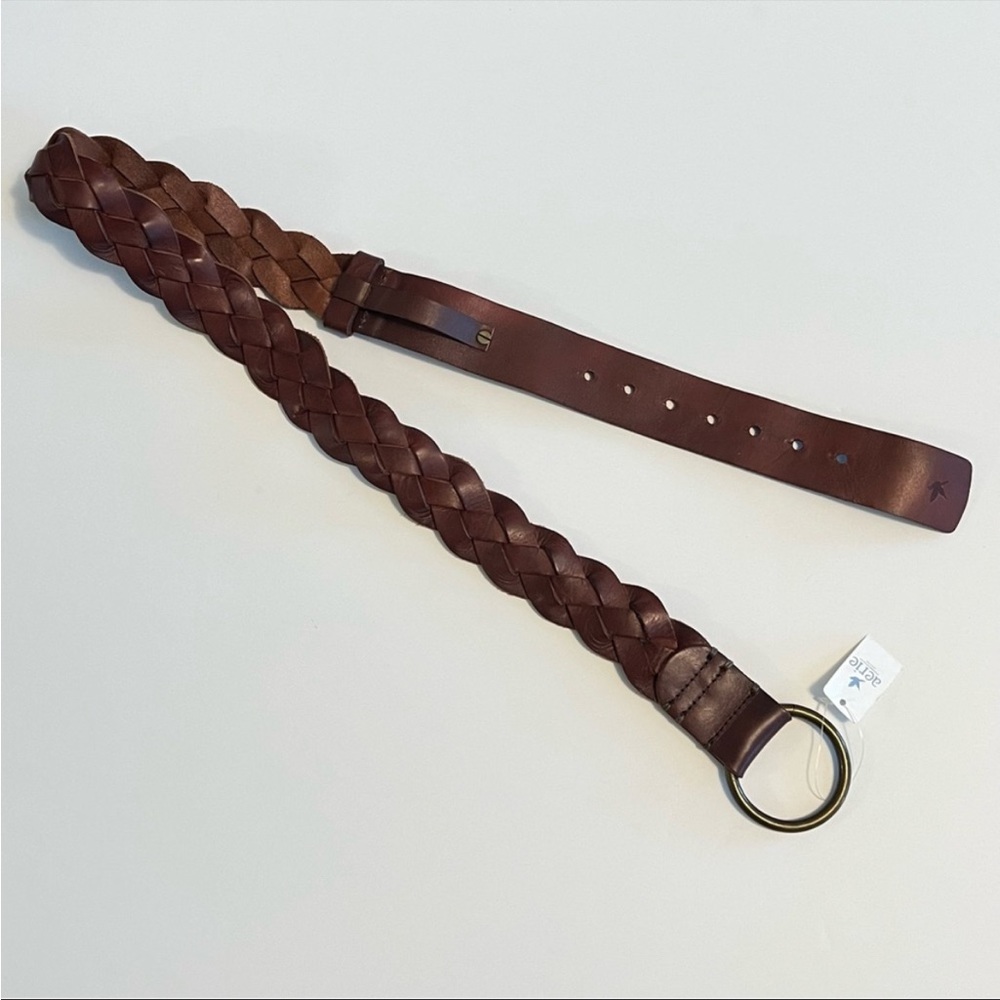 Aerie American Eagle Wide Braided Leather Belt L/Large Brown Boho NEW